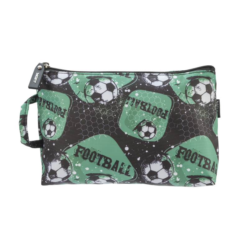 Pochette busta con cerniera fantasia Football nera verde