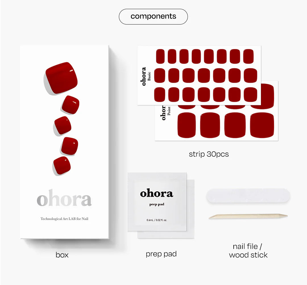 Smalto gel adesivo 60 % prepolimerazzito Piedi OHORA Rosso Basic n.04