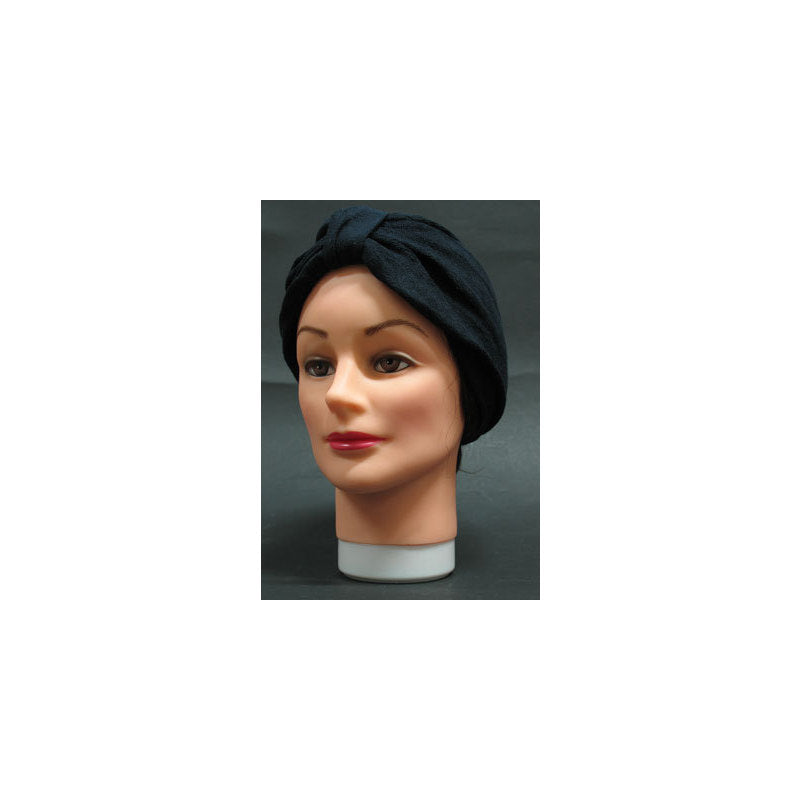 Turbante ciniglia elasticizzata col. Nero Mar