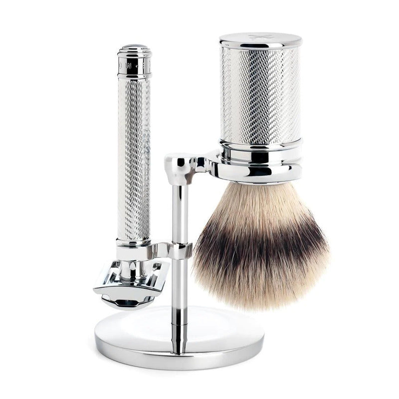 Set Rasoio+Pennello+Stend Rocca 94 Silver Mat Muhle