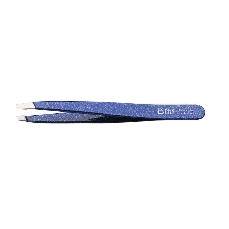 Pinzetta sopracciglia acciao inox taglio obliquo Metal Blu Estas