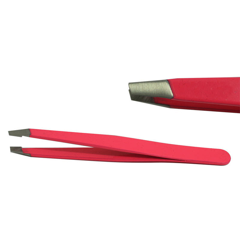 Pinzetta sopracciglia acciao inox taglio obliquo Fluo Fucsia Estas