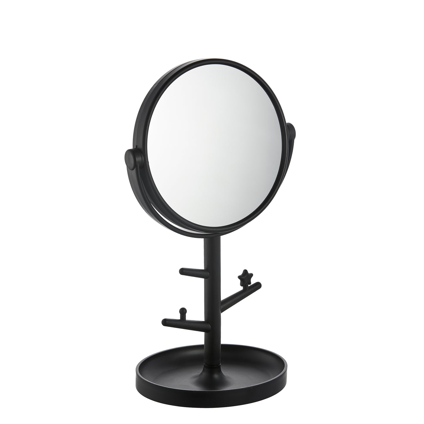Specchio ingrandimento 1x/3x da tavolo nero con porta gioielli