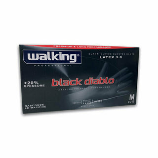 Guanti Black Diablo Walking senza polvere in puro lattice Large 100 pz.