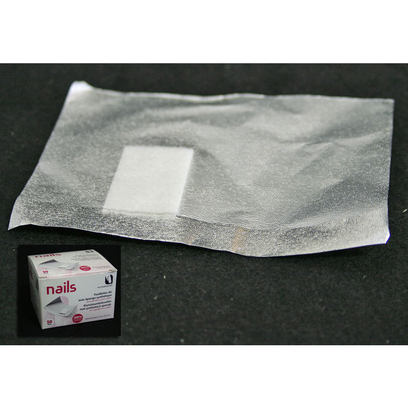 Fogli alluminio per Soak Off con spugna x rimozione smalto gel 50 pezzi