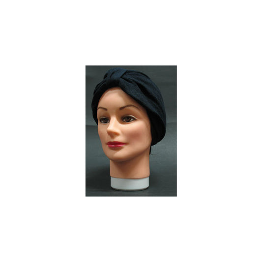 Turbante ciniglia elasticizzata col. Nero Mar