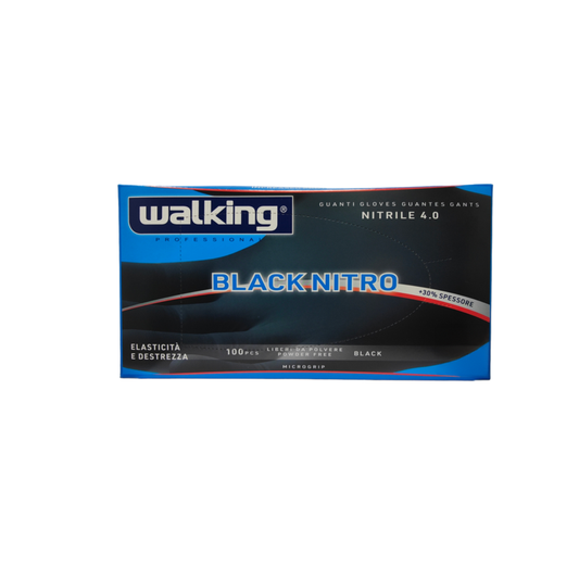 Guanti Black Nitro Walking senza polvere in Nitrile Small 100 pz.