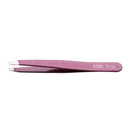 Pinzetta sopracciglia acciao inox taglio obliquoMetal Fucsia Estas