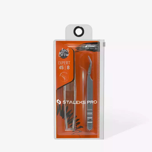 Pinzetta per Ciglia con Nano Nodi Forma Mini L Expert 45-8 Staleks Pro