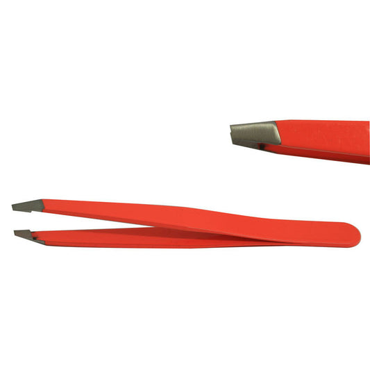 Pinzetta sopracciglia acciao inox taglio obliquo Fluo Orange