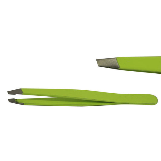 Pinzetta sopracciglia acciao inox taglio obliquo Fluo Yellow