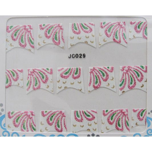 Decori 2D petali rosa e verdi JC029