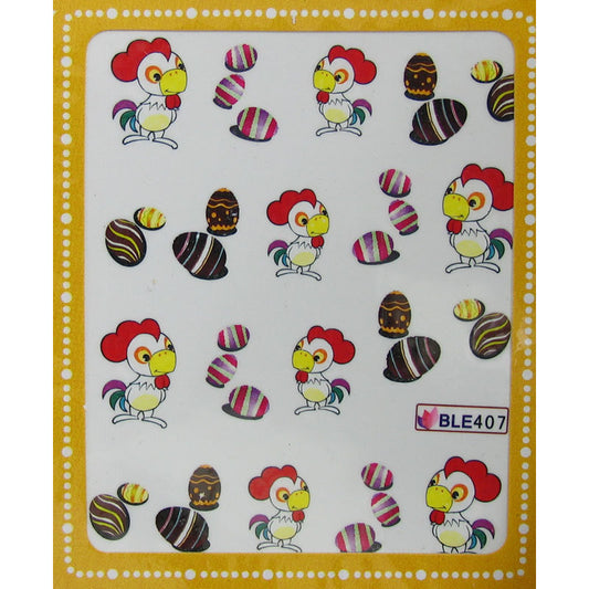 Sticker adesivi uova di Pasqua e gallo cod. BLE407
