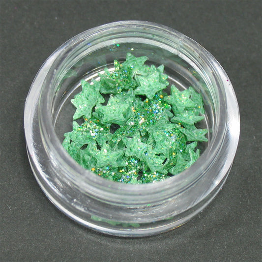 Stelline 3D con brillantini decoro unghie verde