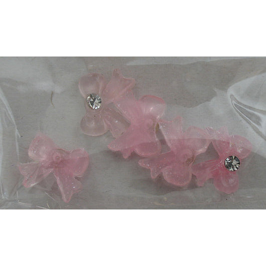 Decoro fiocco 3D con brillantino colore rosa