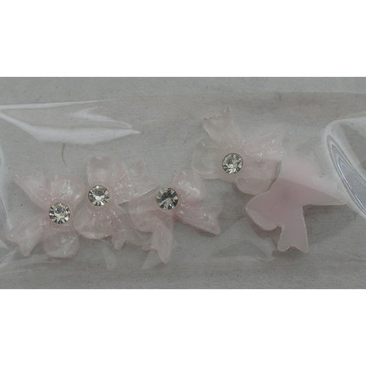 Decoro fiocco 3D con brillantino colore trasparente rosa chiaro