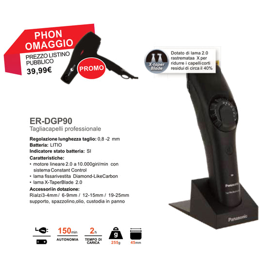 Tosatrice Panasonic per Capelli ER-DGP90 + Phon In OMAGGIO