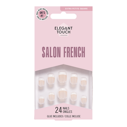 Unghie Finte Elegant Touch Salon Pink Natural French Extra Piccole 24 pz