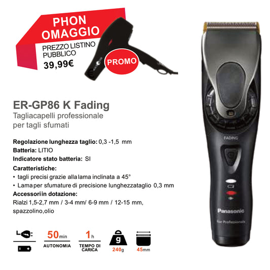 Tosatrice Panasonic per Capelli ER-DGP86 K + Phon In OMAGGIO