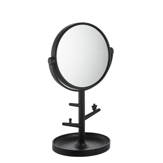 Specchio ingrandimento 1x/3x da tavolo nero con porta gioielli
